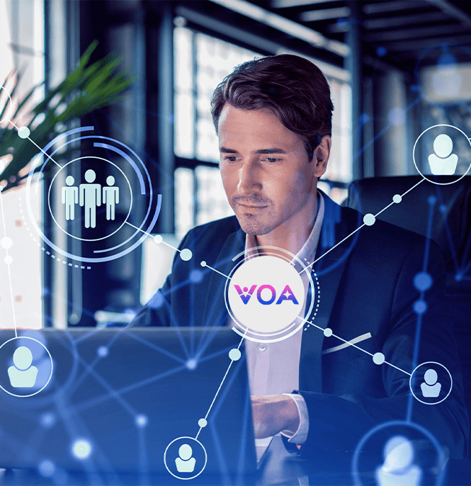 Businessman with VOA network